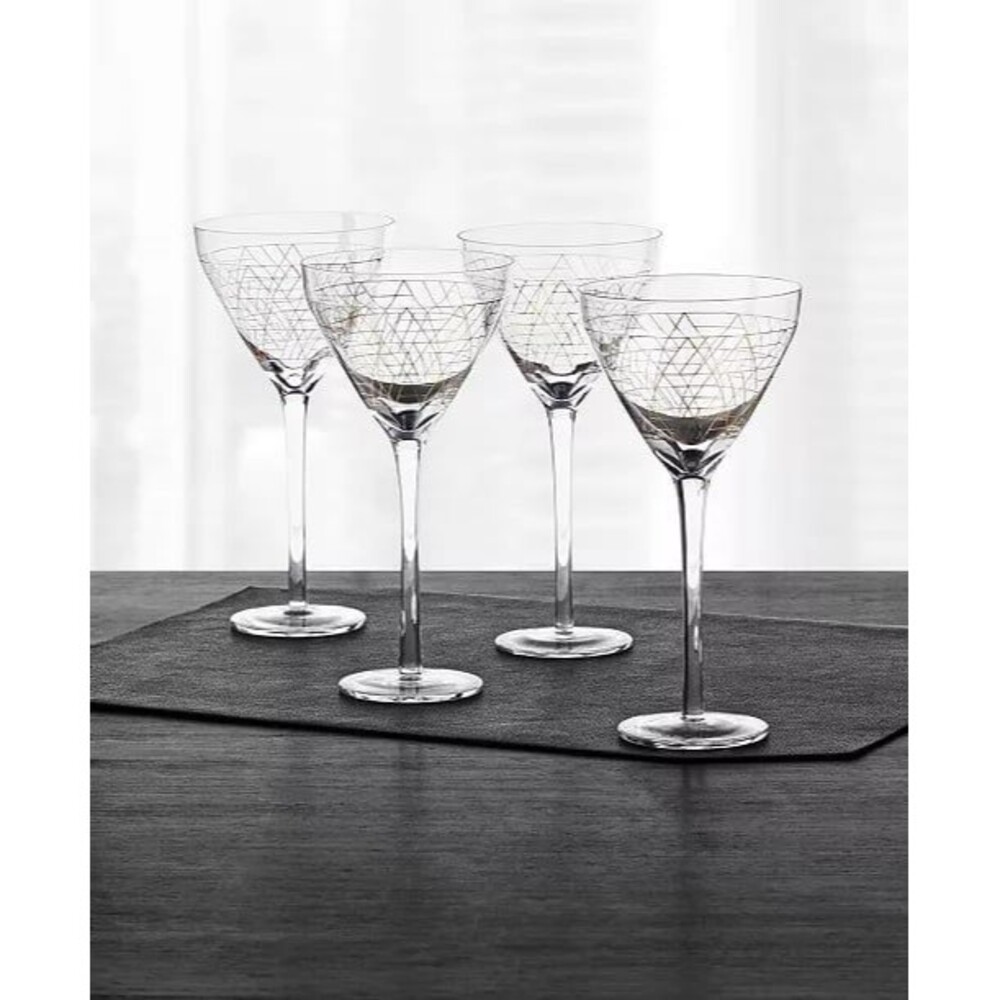 Hotel Collection Gold Decal Martini Glasses, Set of 4